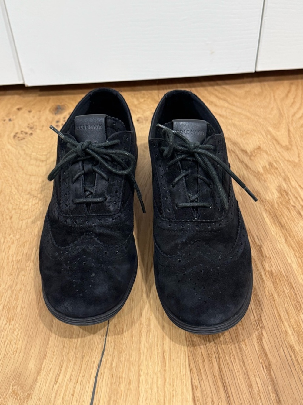 Cole Haan Grand Tour Oxfords black suede leather Sz 7 - Picture 2 of 9